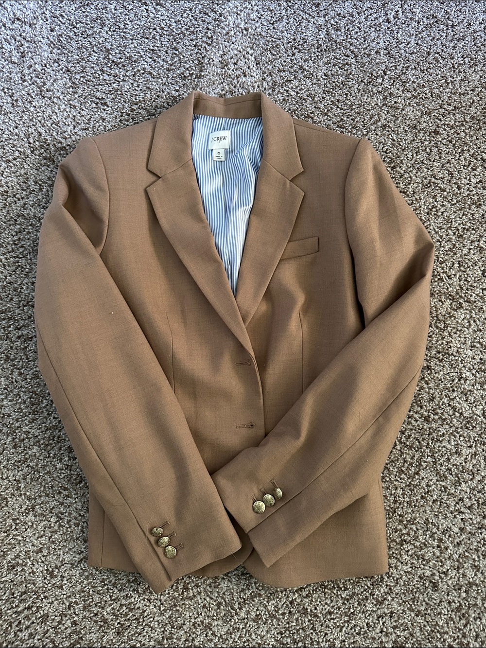 J. Crew Tan Wool-Blend Tailored Blazer